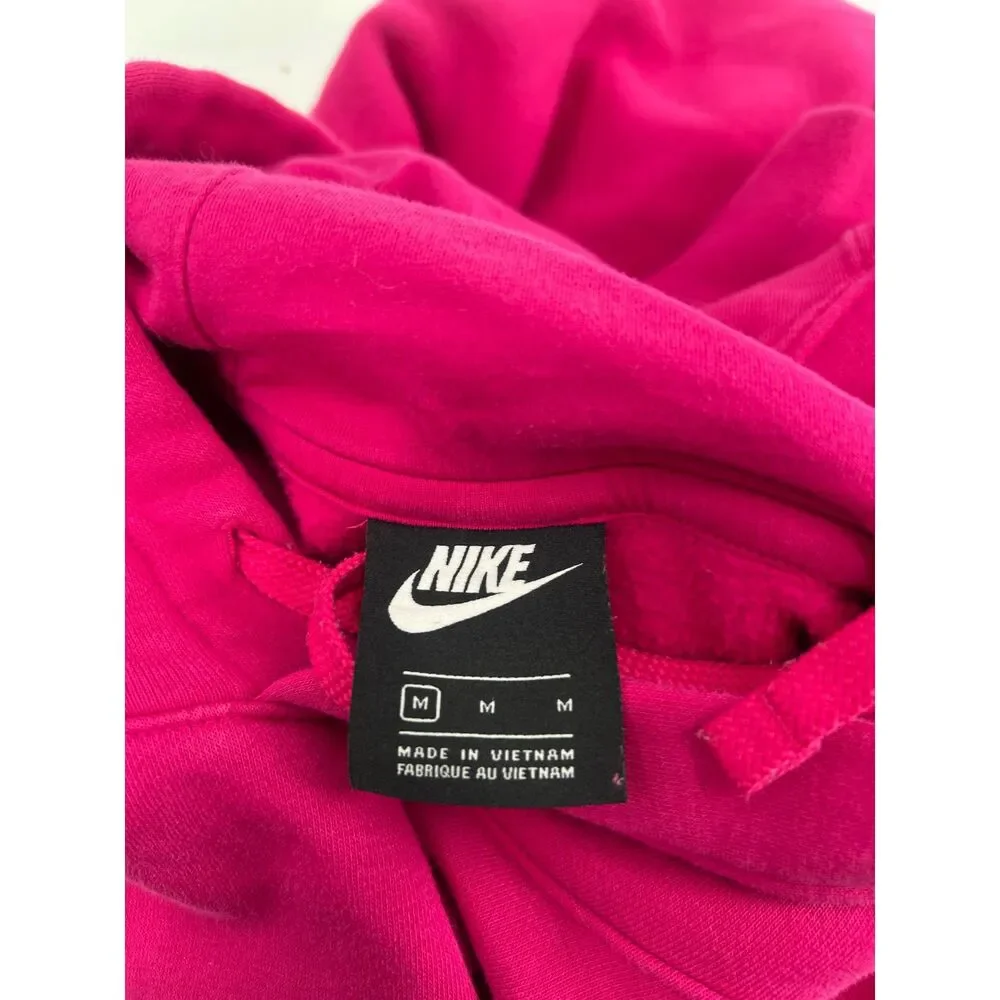 Nike NSW CLUB FLEECE PULLOVER HOODIE FIREBERRY/WHITE Size M Sweatshirt - Picture 3 of 3